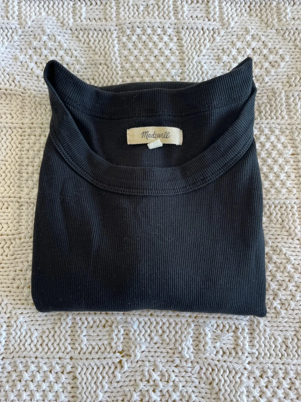 Madewell Supima® Rib Cutaway Tank in True Black Sz M - Picture 10 of 10